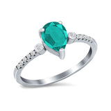 Vintage Style Teardrop Wedding Ring Simulated Cubic Zirconia 925 Sterling Silver