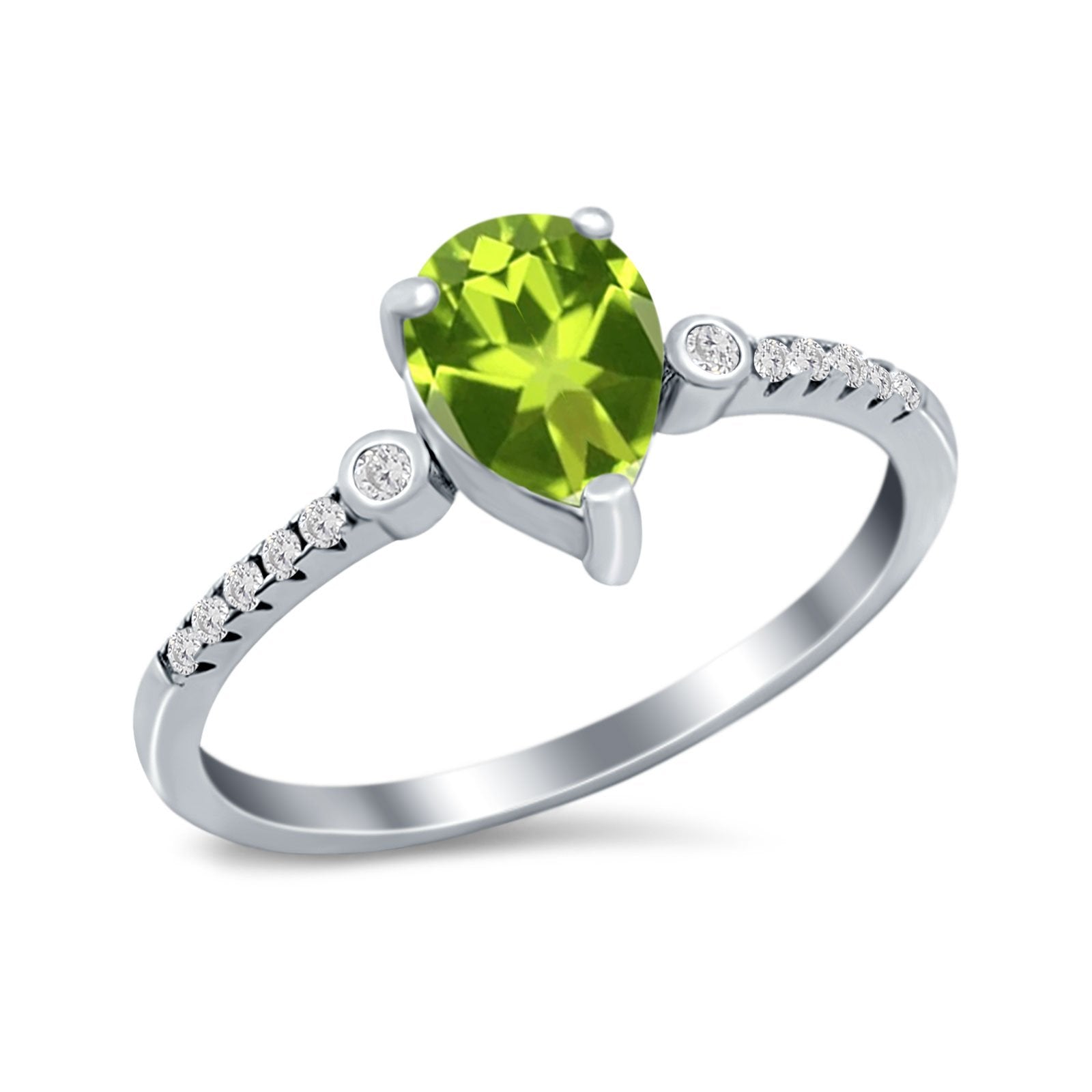 Vintage Style Teardrop Wedding Ring Simulated Cubic Zirconia 925 Sterling Silver