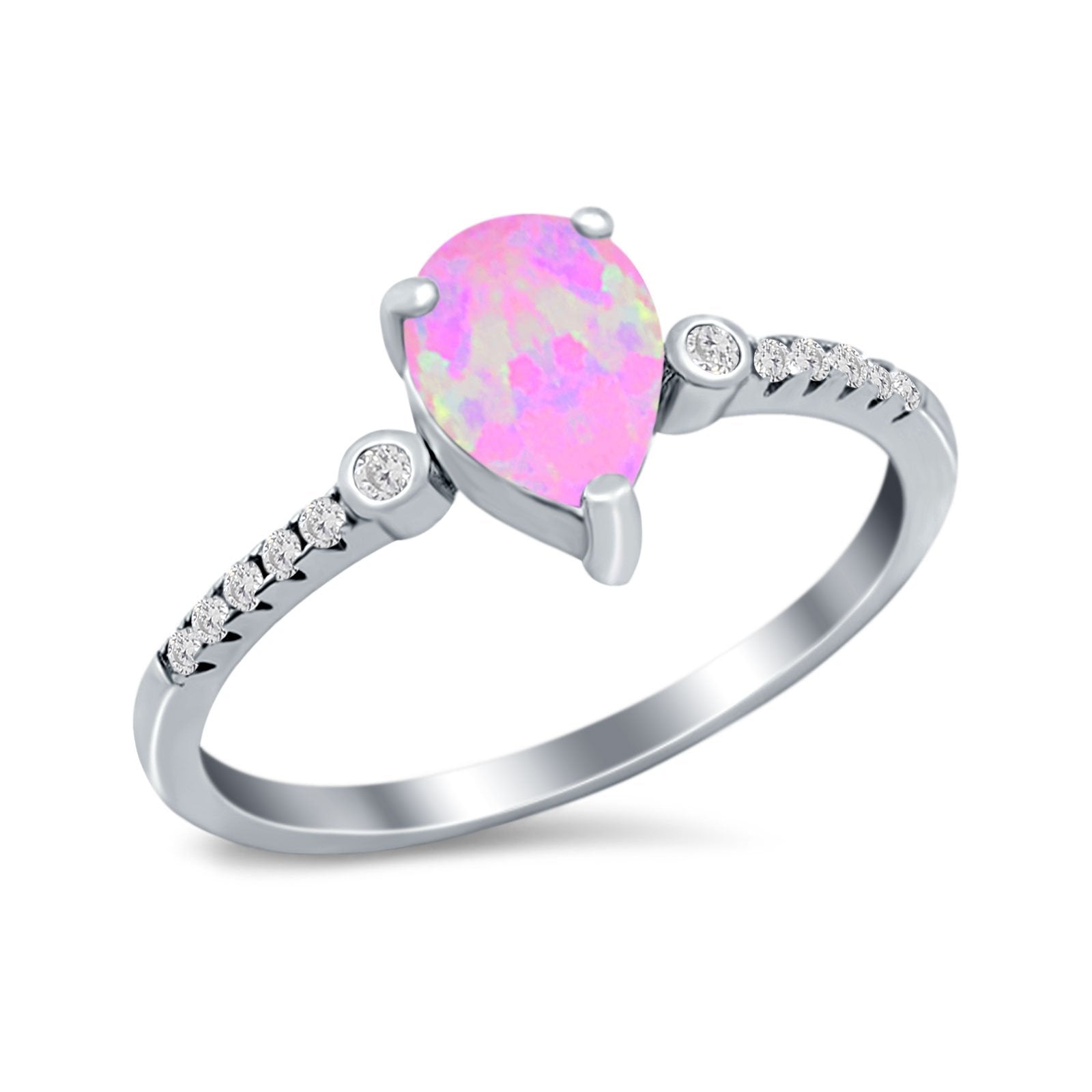 Vintage Style Teardrop Wedding Ring Simulated Cubic Zirconia 925 Sterling Silver