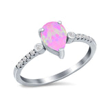 Vintage Style Teardrop Wedding Ring Simulated Cubic Zirconia 925 Sterling Silver