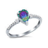 Vintage Style Teardrop Wedding Ring Simulated Cubic Zirconia 925 Sterling Silver