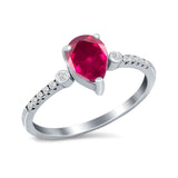 Vintage Style Teardrop Wedding Ring Simulated Cubic Zirconia 925 Sterling Silver