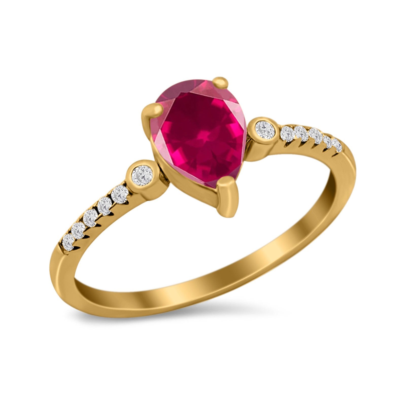 Vintage Style Teardrop Wedding Ring Simulated Cubic Zirconia 925 Sterling Silver