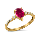 Vintage Style Teardrop Wedding Ring Simulated Cubic Zirconia 925 Sterling Silver