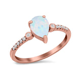 Vintage Style Teardrop Wedding Ring Simulated Cubic Zirconia 925 Sterling Silver