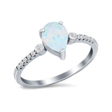 Vintage Style Teardrop Wedding Ring Simulated Cubic Zirconia 925 Sterling Silver