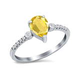 Vintage Style Teardrop Wedding Ring Simulated Cubic Zirconia 925 Sterling Silver