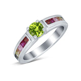 Soliaire Accent Multicolored Simulated Cubic Zirconia Ring 925 Sterling Silver
