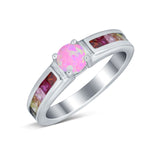 Soliaire Accent Multicolored Simulated Cubic Zirconia Ring 925 Sterling Silver