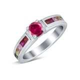 Soliaire Accent Multicolored Simulated Cubic Zirconia Ring 925 Sterling Silver