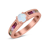 Soliaire Accent Multicolored Simulated Cubic Zirconia Ring 925 Sterling Silver