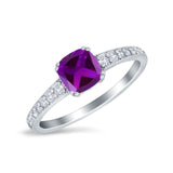 Cushion Cut Bridal Wedding Ring Simulated Cubic Zirconia 925 Sterling Silver