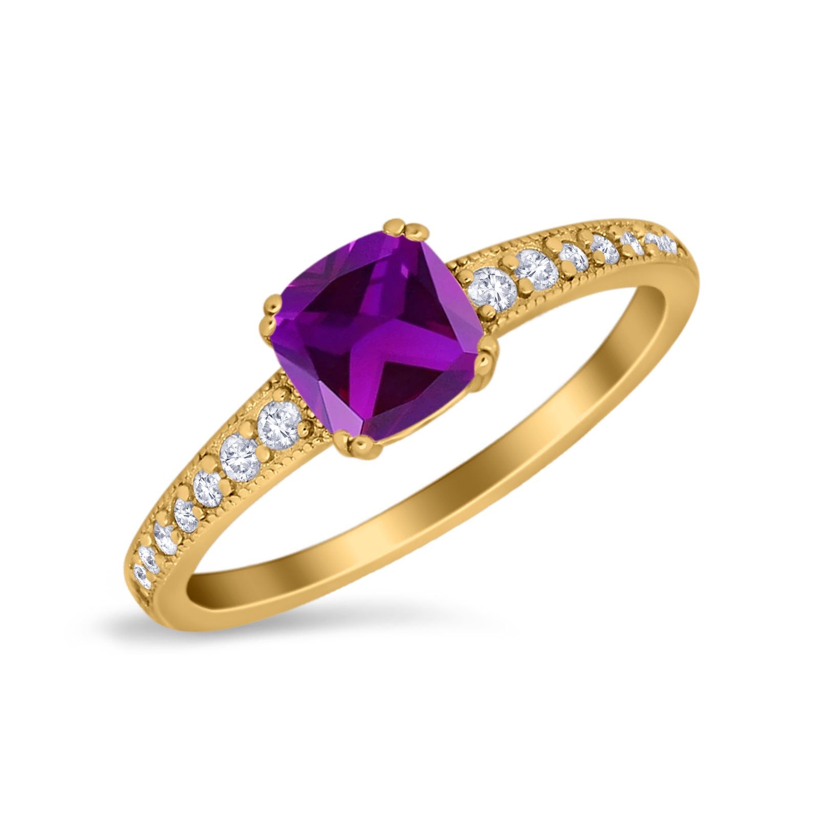 Cushion Cut Bridal Wedding Ring Simulated Cubic Zirconia 925 Sterling Silver