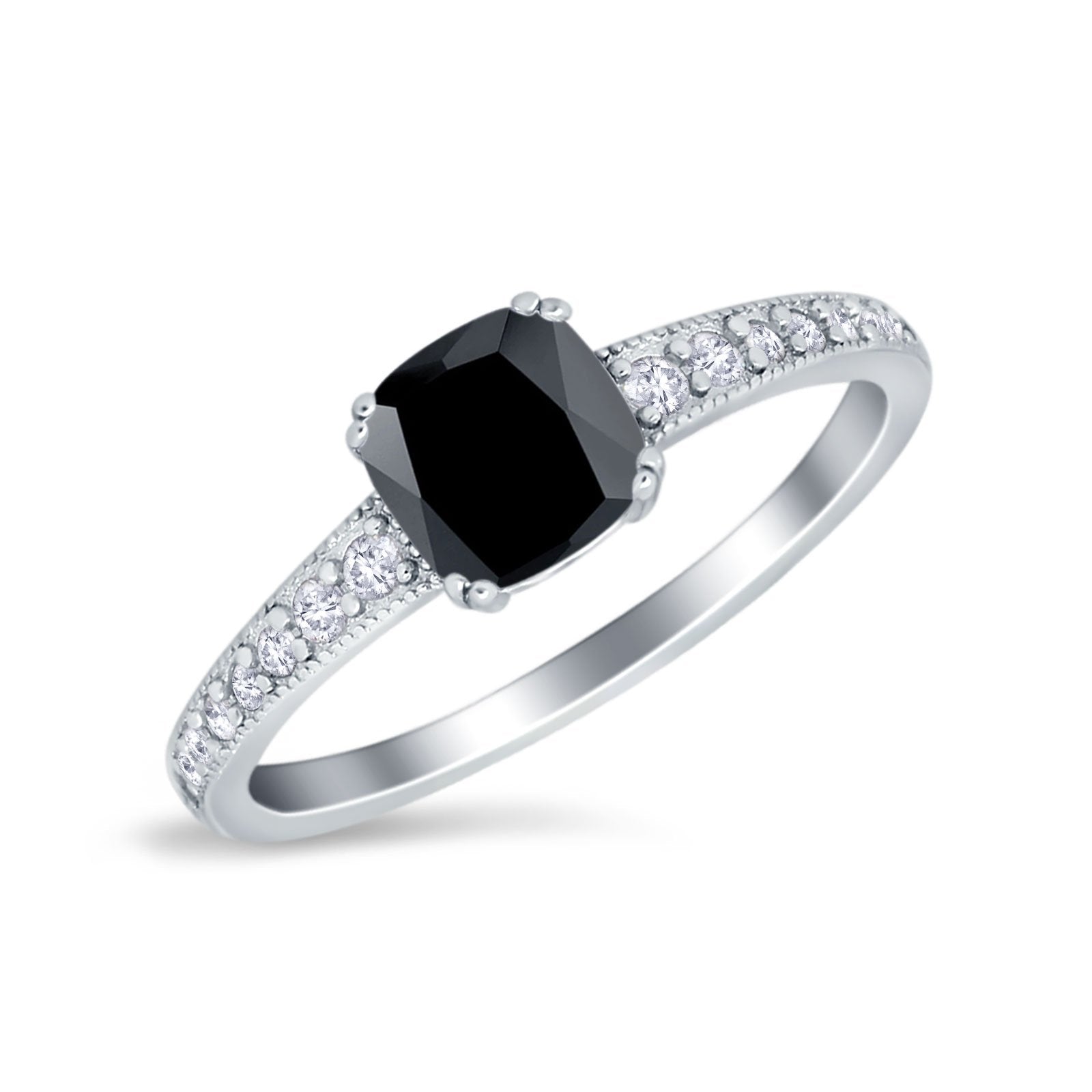 Cushion Cut Bridal Wedding Ring Simulated Cubic Zirconia 925 Sterling Silver