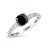 Cushion Cut Bridal Wedding Ring Simulated Cubic Zirconia 925 Sterling Silver