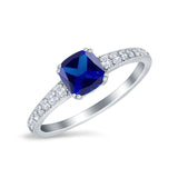 Cushion Cut Bridal Wedding Ring Simulated Cubic Zirconia 925 Sterling Silver