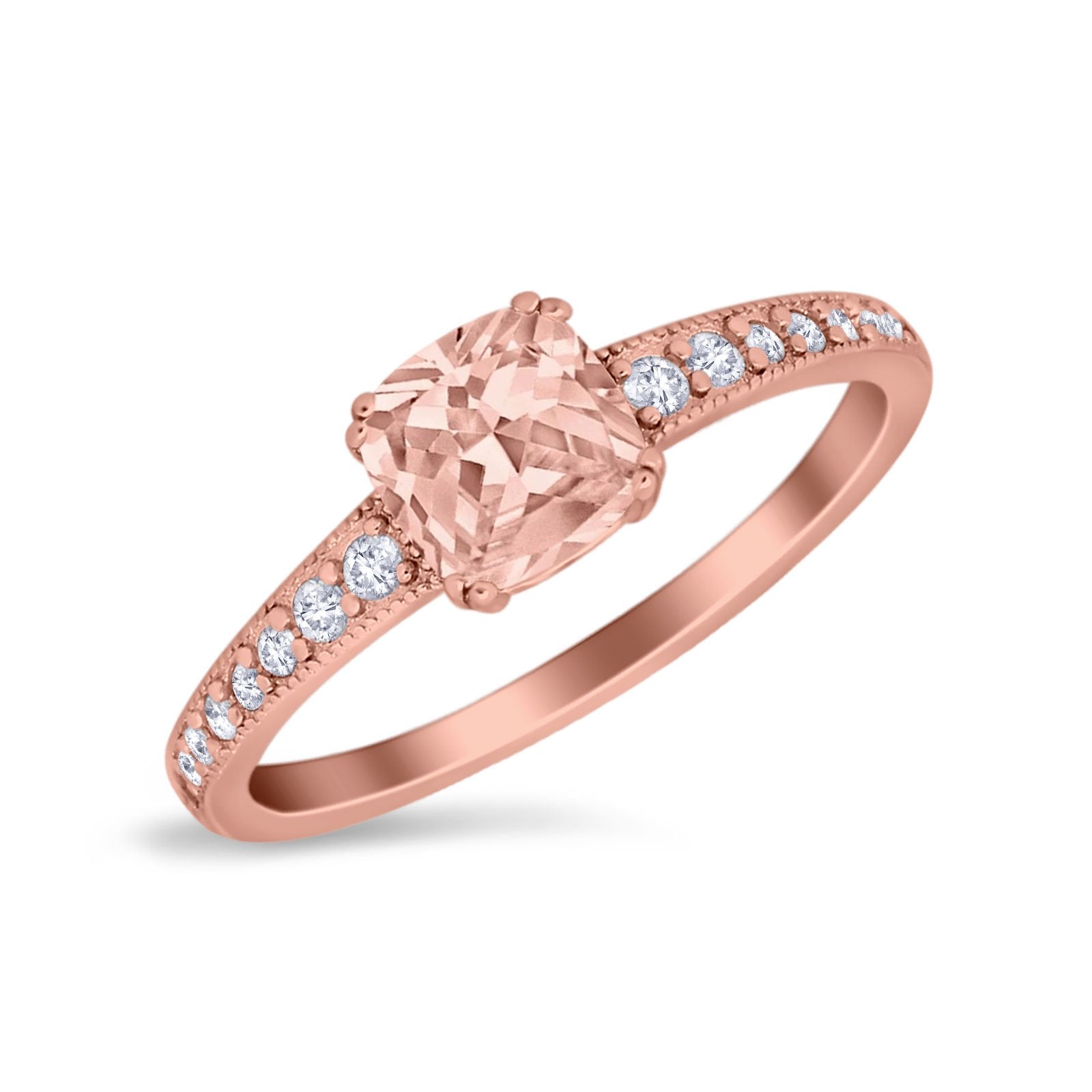 Cushion Cut Bridal Wedding Ring Simulated Cubic Zirconia 925 Sterling Silver