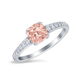 Cushion Cut Bridal Wedding Ring Simulated Cubic Zirconia 925 Sterling Silver