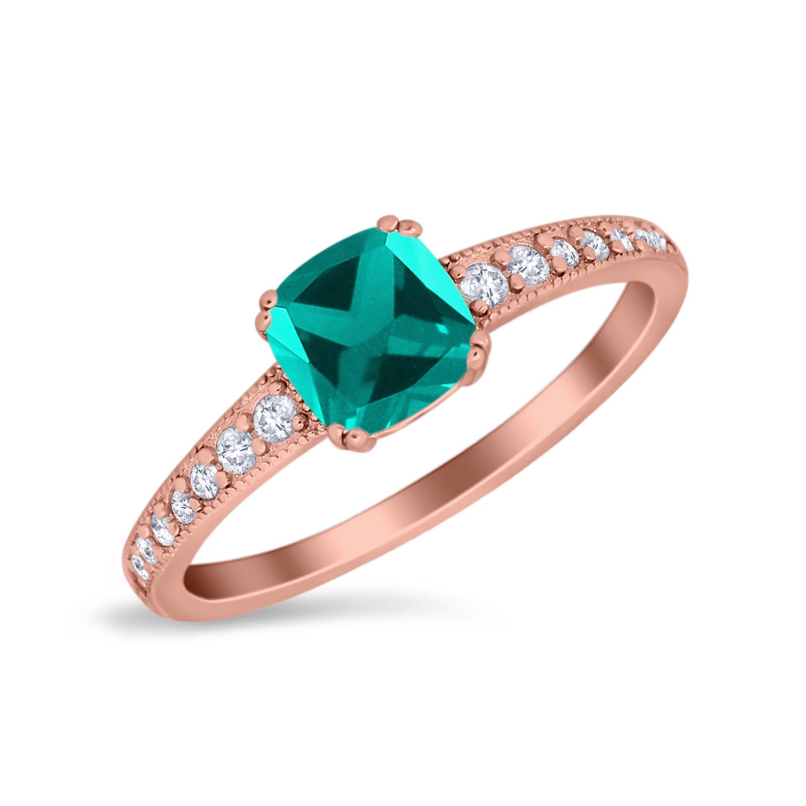 Cushion Cut Bridal Wedding Ring Simulated Cubic Zirconia 925 Sterling Silver