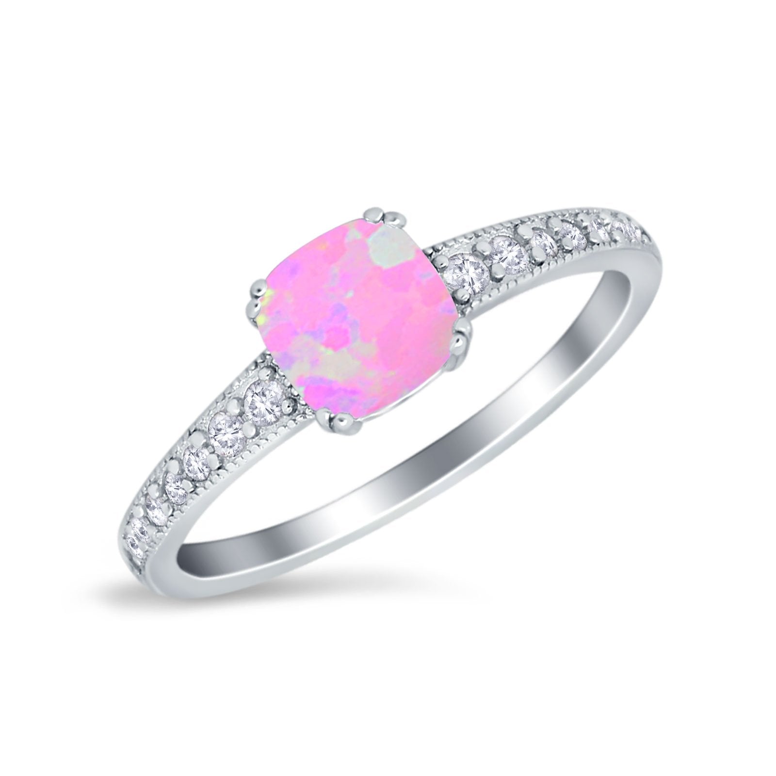 Cushion Cut Bridal Wedding Ring Simulated Cubic Zirconia 925 Sterling Silver