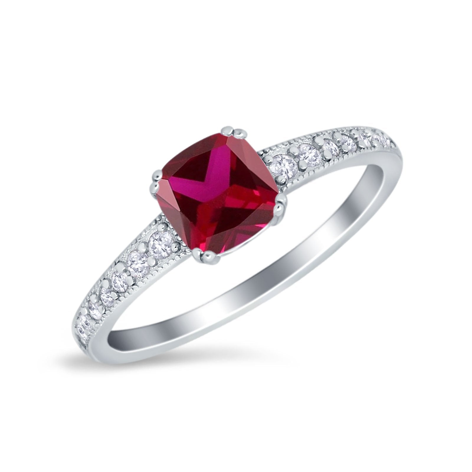 Cushion Cut Bridal Wedding Ring Simulated Cubic Zirconia 925 Sterling Silver