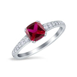 Cushion Cut Bridal Wedding Ring Simulated Cubic Zirconia 925 Sterling Silver