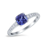 Cushion Cut Bridal Wedding Ring Simulated Cubic Zirconia 925 Sterling Silver