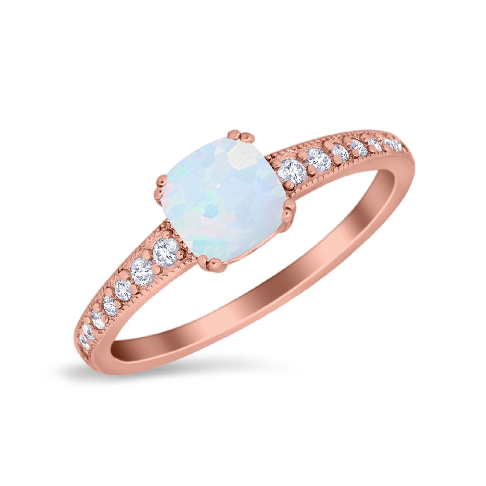 Cushion Cut Bridal Wedding Ring Simulated Cubic Zirconia 925 Sterling Silver