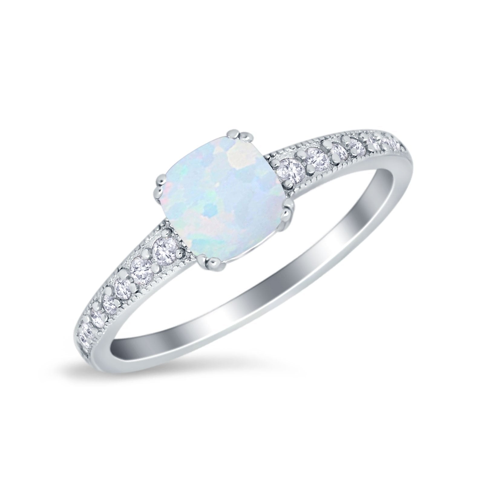 Cushion Cut Bridal Wedding Ring Simulated Cubic Zirconia 925 Sterling Silver