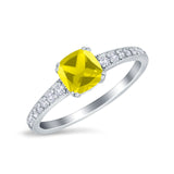 Cushion Cut Bridal Wedding Ring Simulated Cubic Zirconia 925 Sterling Silver