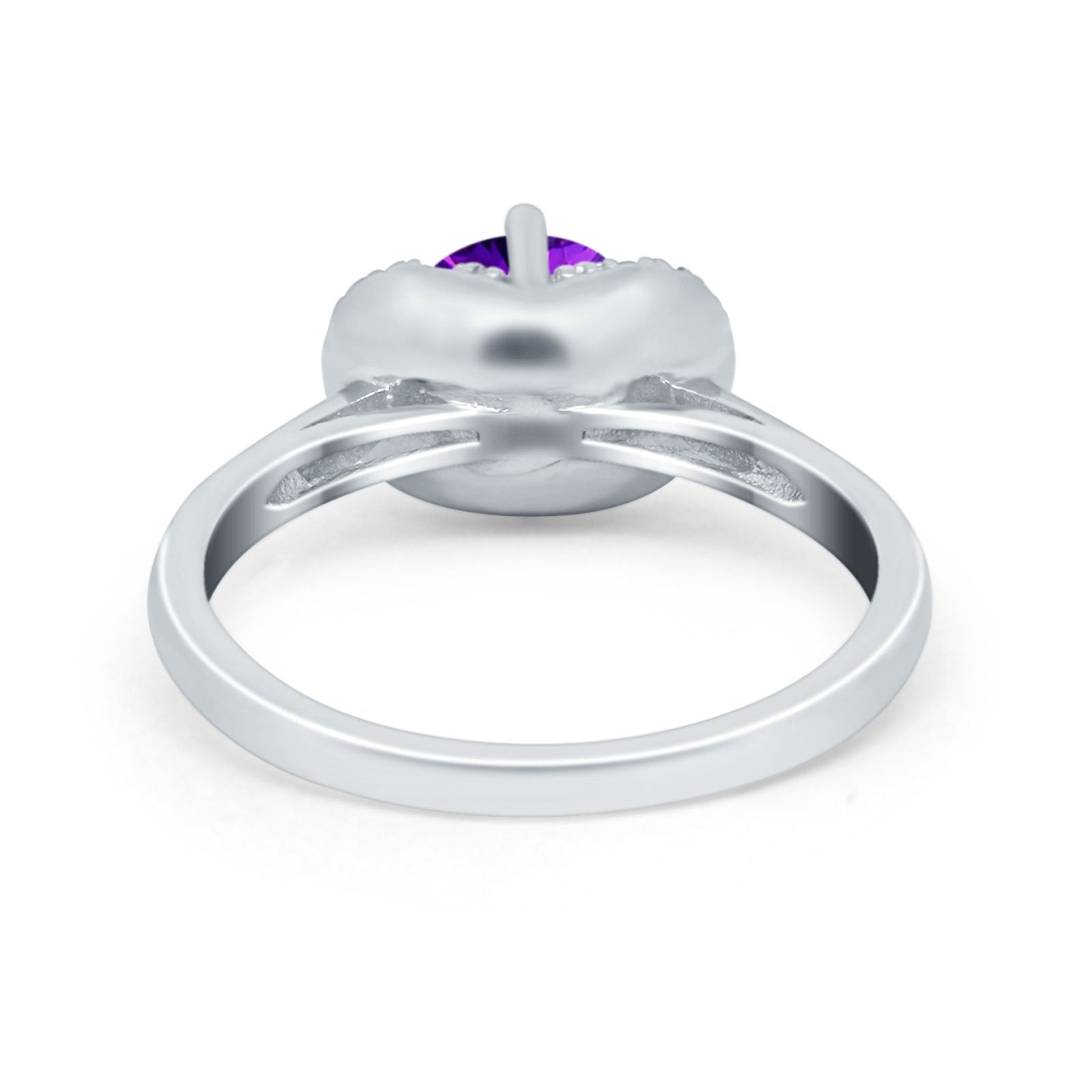 Art Deco Wedding Bridal Ring Round Simulated Cubic Zirconia 925 Sterling Silver