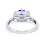 Art Deco Wedding Bridal Ring Round Simulated Cubic Zirconia 925 Sterling Silver