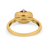 Art Deco Wedding Bridal Ring Round Simulated Cubic Zirconia 925 Sterling Silver