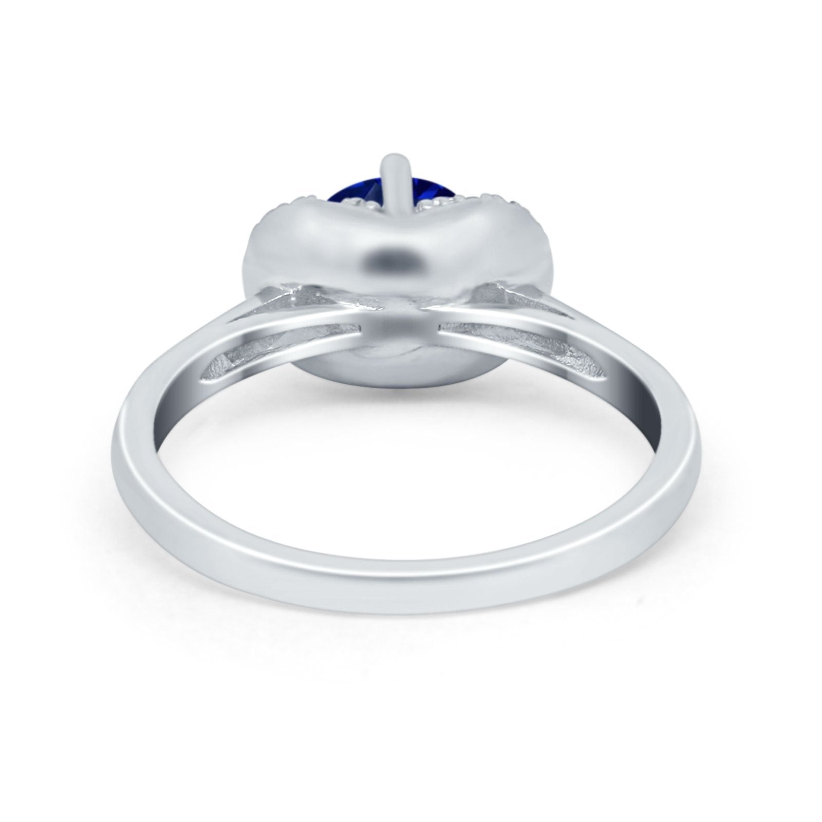 Art Deco Wedding Bridal Ring Round Simulated Cubic Zirconia 925 Sterling Silver