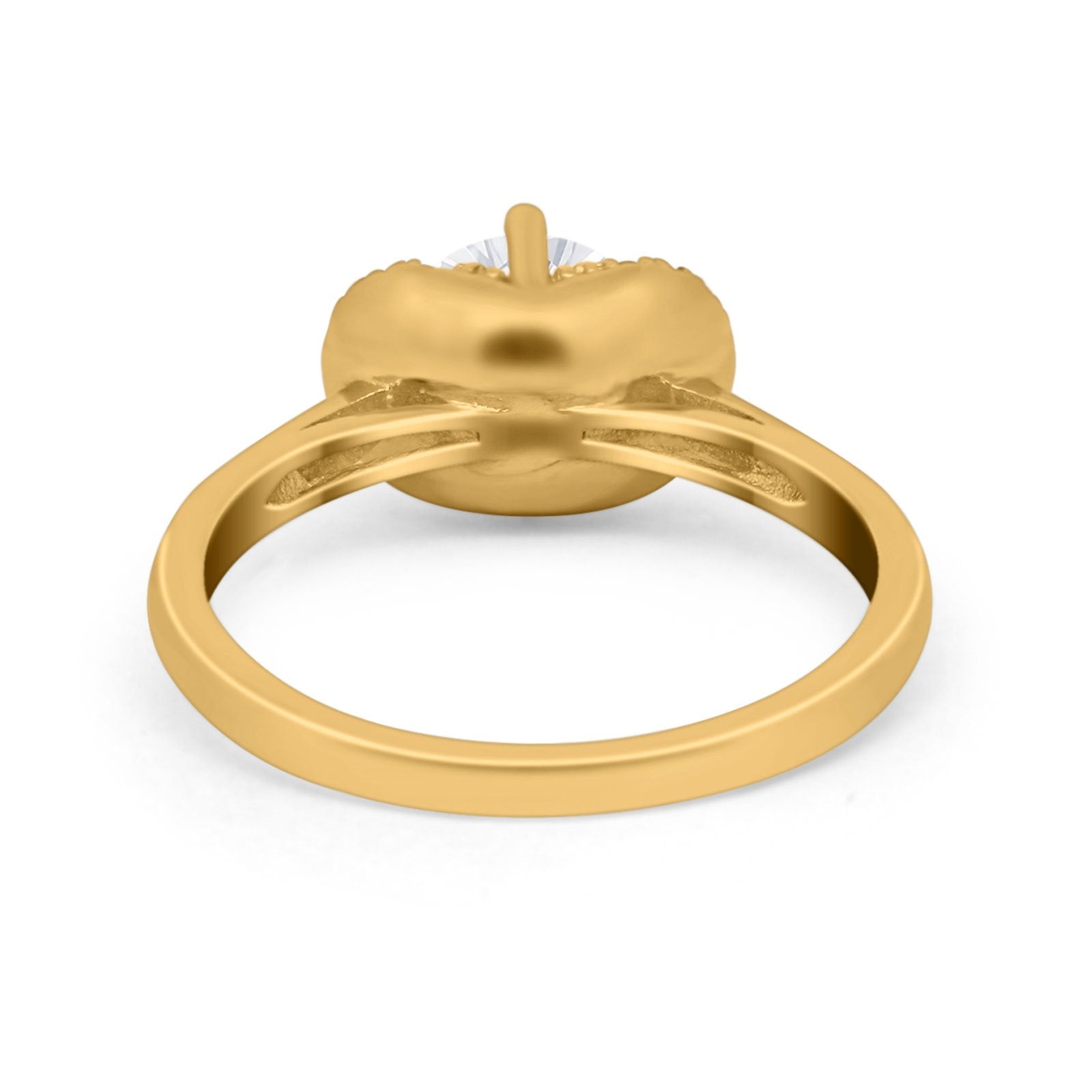 Art Deco Wedding Bridal Ring Round Simulated Cubic Zirconia 925 Sterling Silver