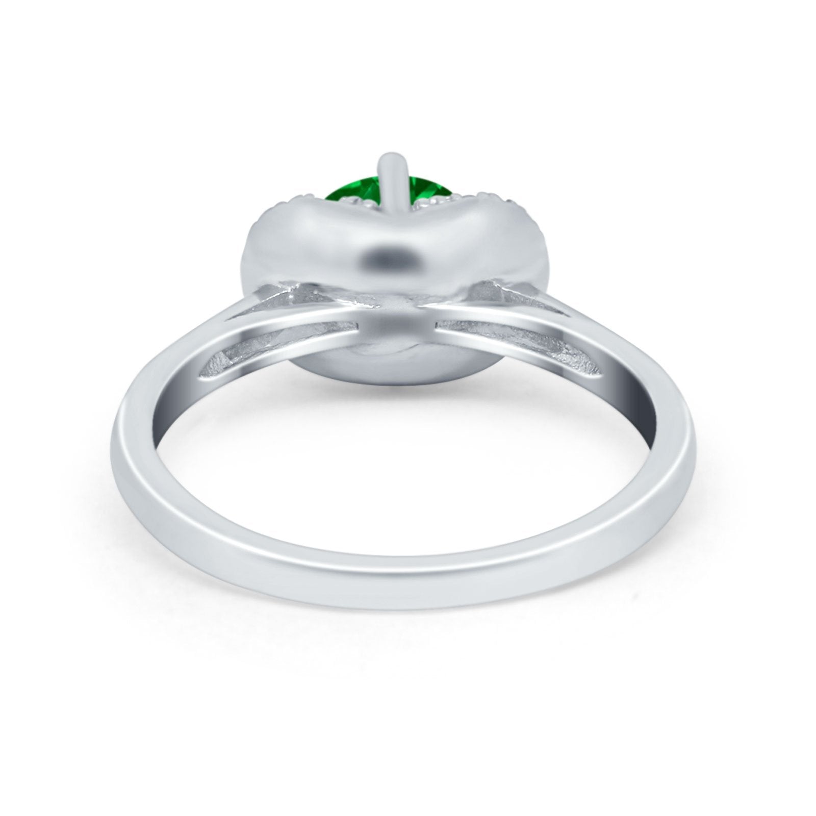 Art Deco Wedding Bridal Ring Round Simulated Cubic Zirconia 925 Sterling Silver