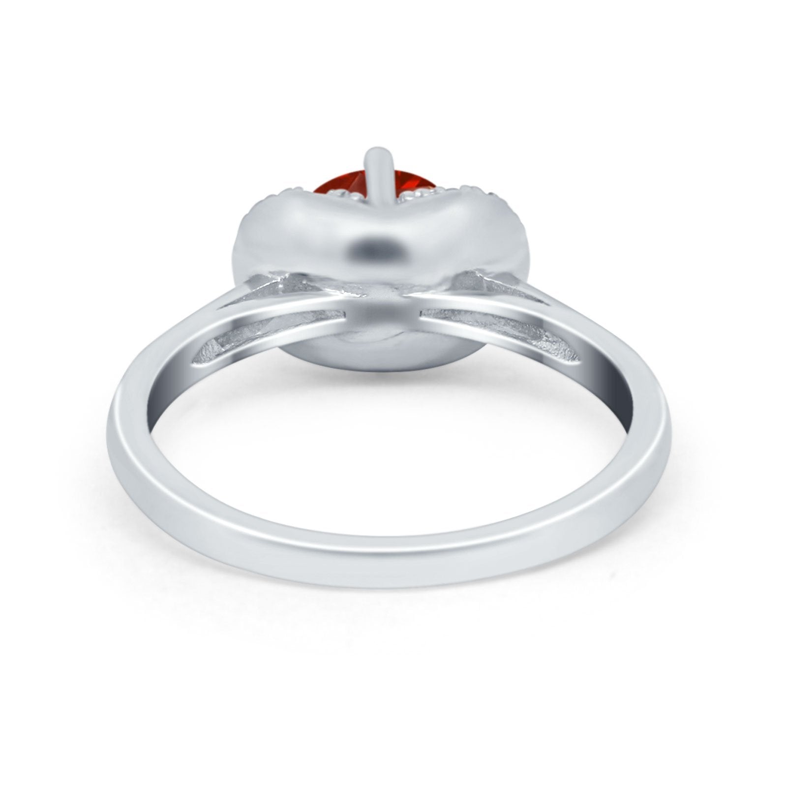 Art Deco Wedding Bridal Ring Round Simulated Cubic Zirconia 925 Sterling Silver