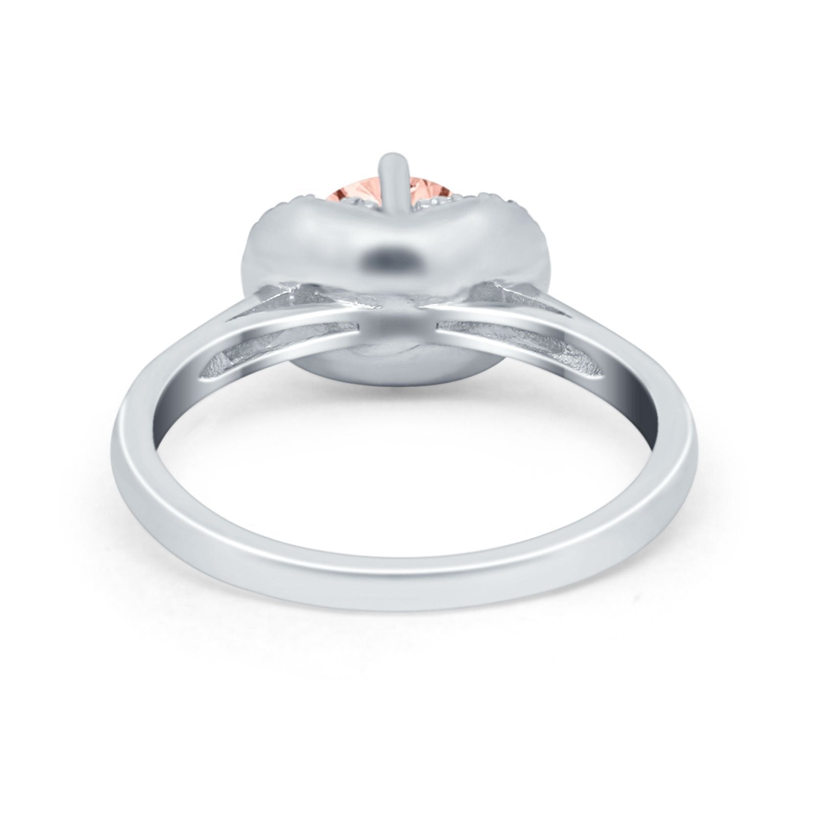 Art Deco Wedding Bridal Ring Round Simulated Cubic Zirconia 925 Sterling Silver