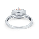 Art Deco Wedding Bridal Ring Round Simulated Cubic Zirconia 925 Sterling Silver