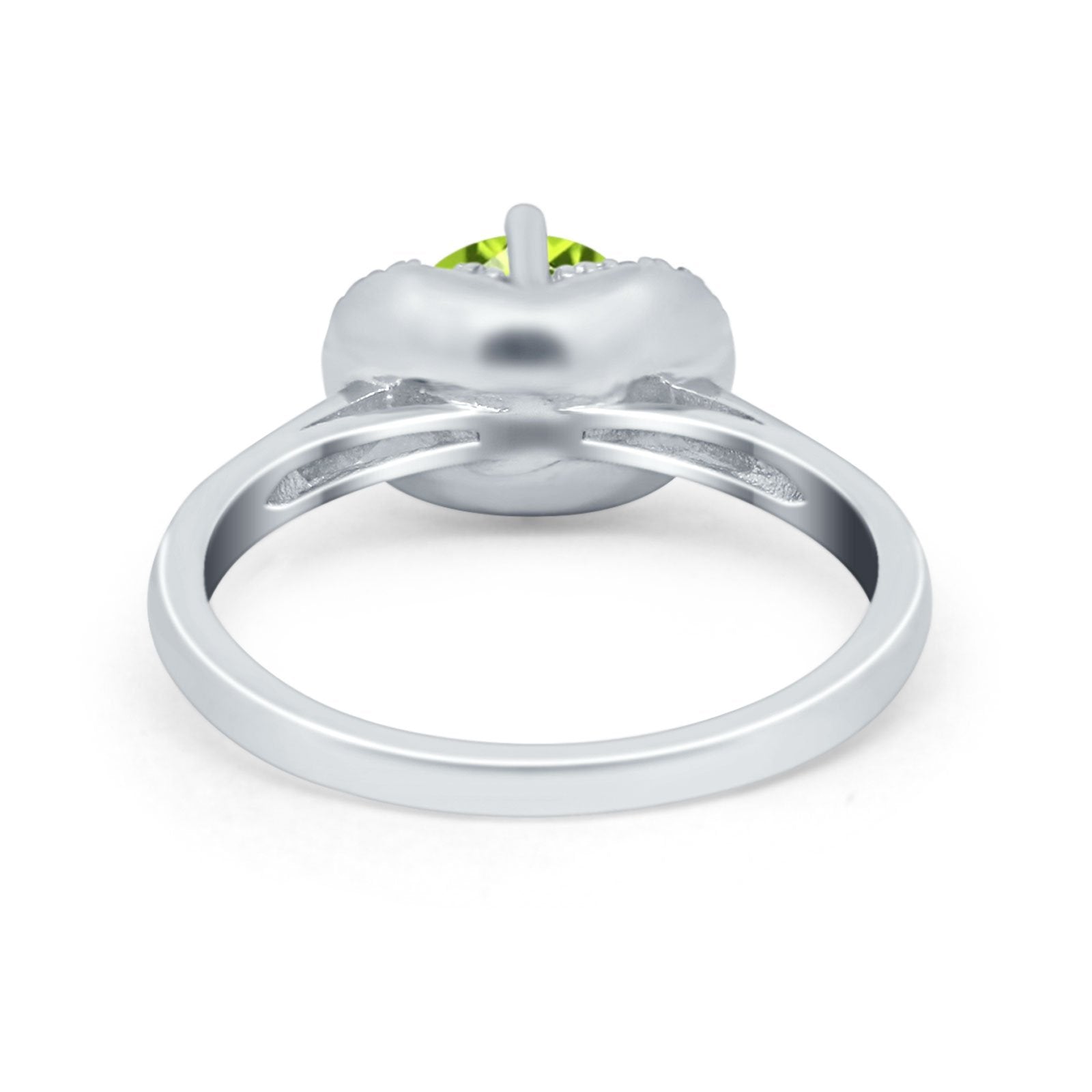 Art Deco Wedding Bridal Ring Round Simulated Cubic Zirconia 925 Sterling Silver