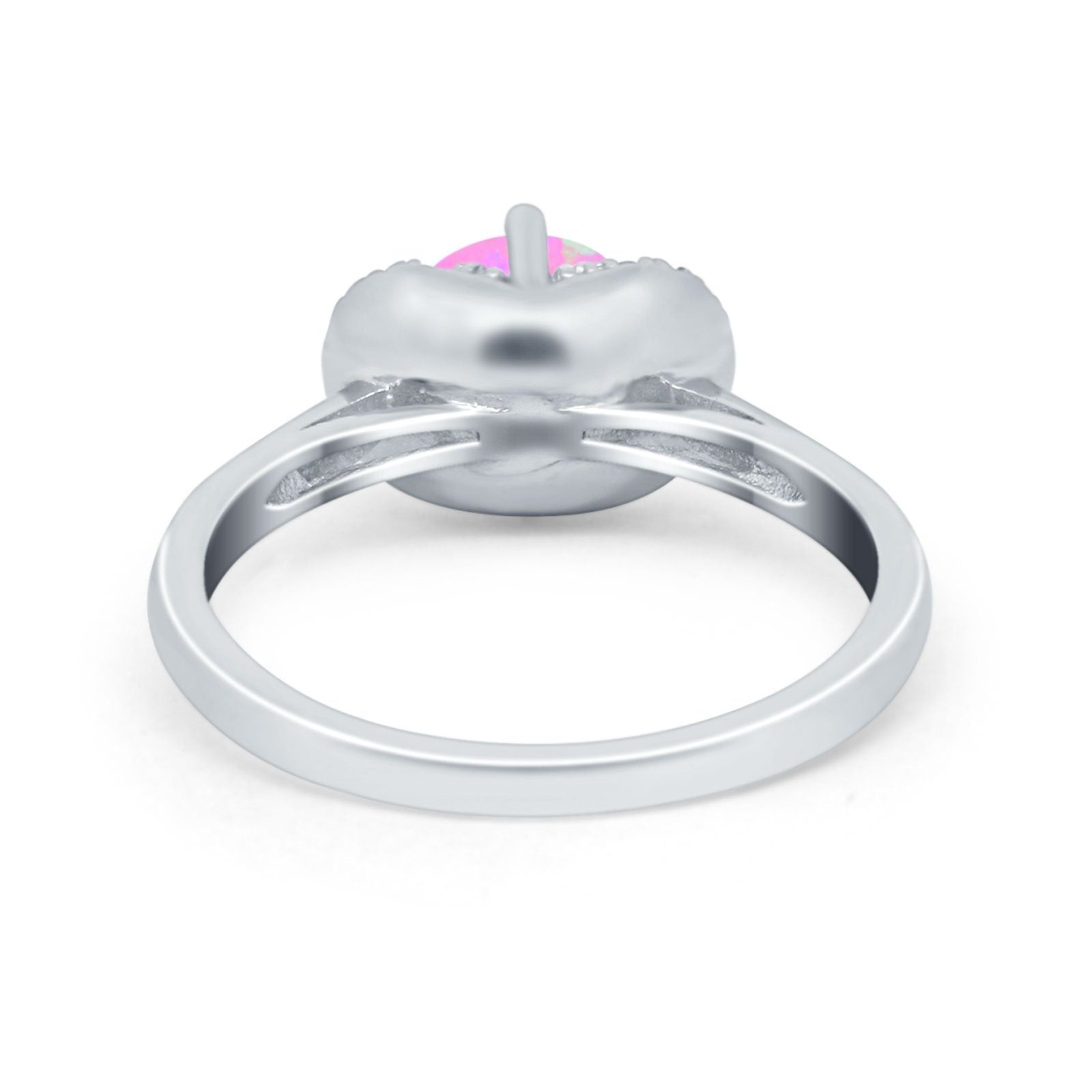 Art Deco Wedding Bridal Ring Round Simulated Cubic Zirconia 925 Sterling Silver