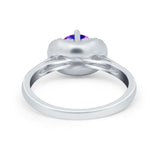 Art Deco Wedding Bridal Ring Round Simulated Cubic Zirconia 925 Sterling Silver