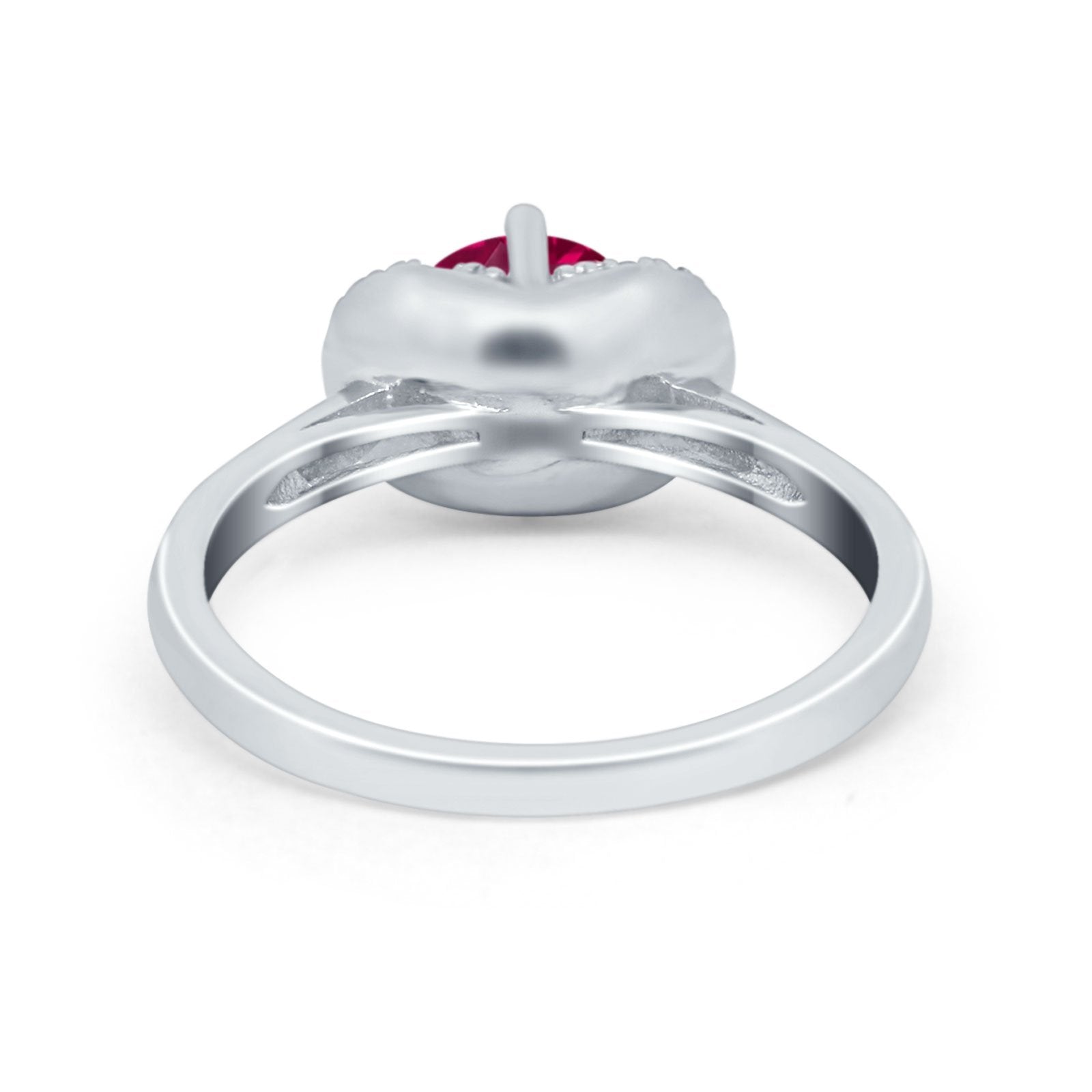 Art Deco Wedding Bridal Ring Round Simulated Cubic Zirconia 925 Sterling Silver