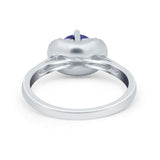 Art Deco Wedding Bridal Ring Round Simulated Cubic Zirconia 925 Sterling Silver