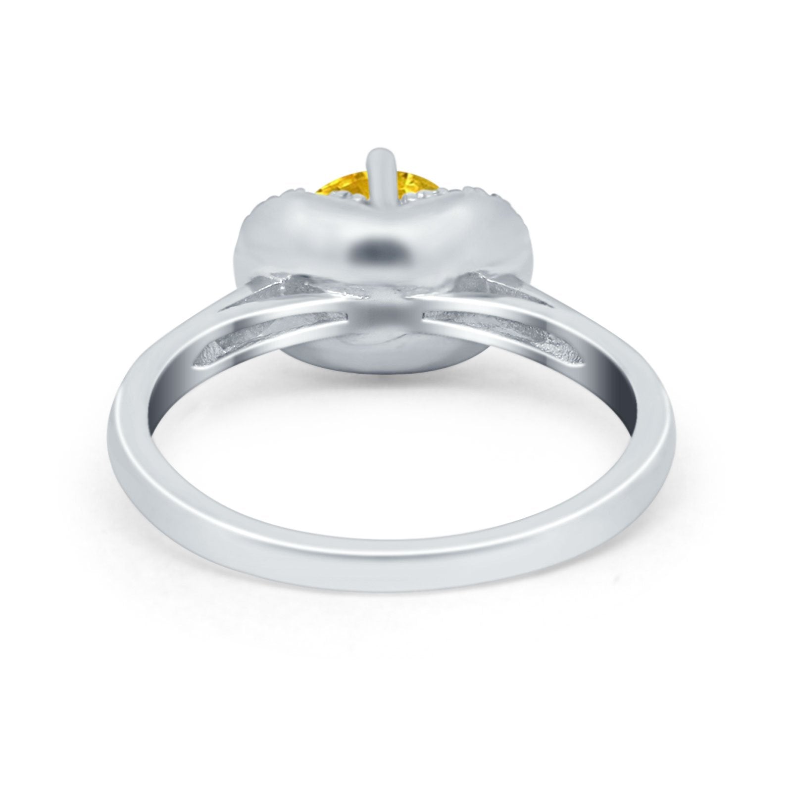 Art Deco Wedding Bridal Ring Round Simulated Cubic Zirconia 925 Sterling Silver