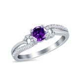 Engagement Bridal Ring Round Simulated Cubic Zirconia 925 Sterling Silver