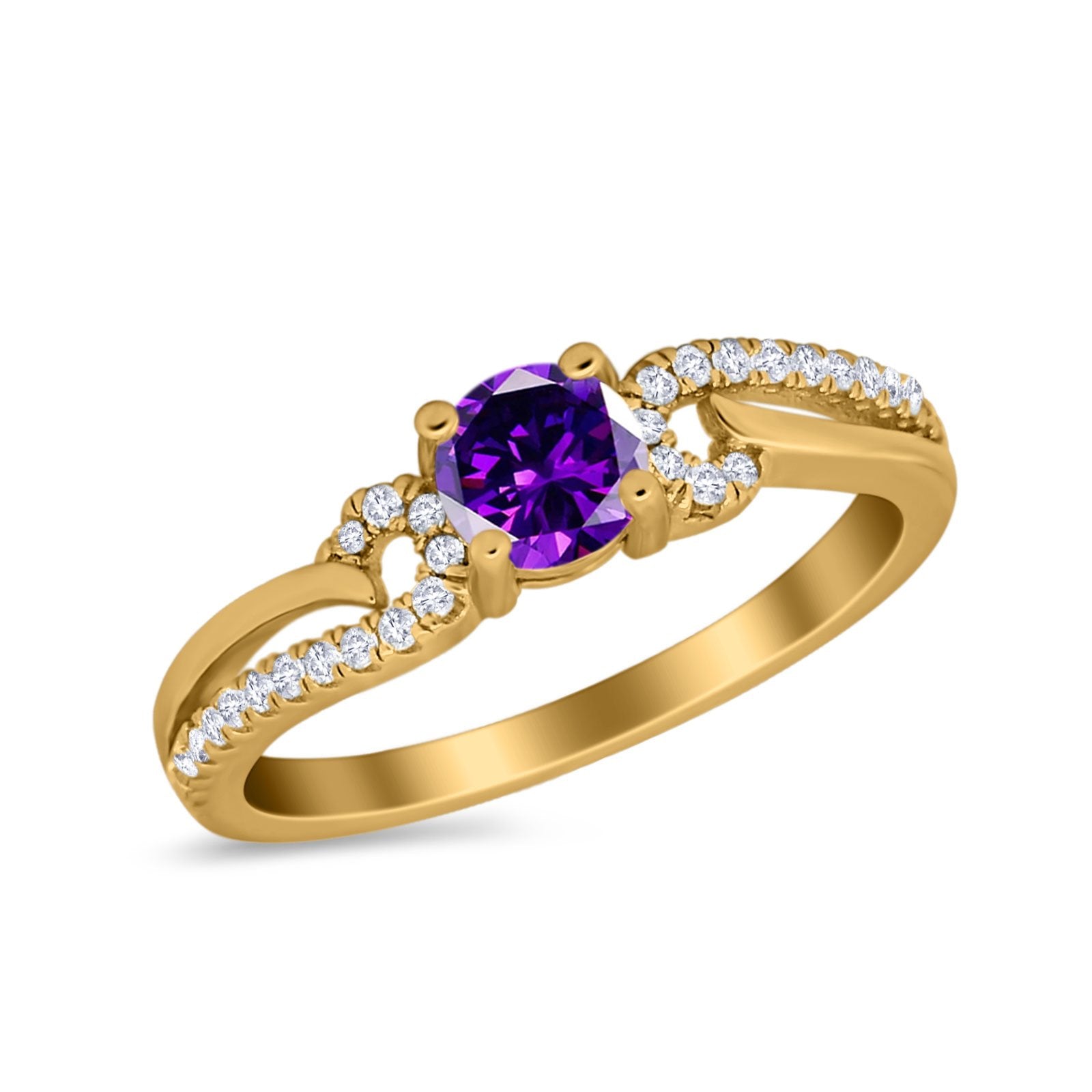 Engagement Bridal Ring Round Simulated Cubic Zirconia 925 Sterling Silver