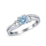 Engagement Bridal Ring Round Simulated Cubic Zirconia 925 Sterling Silver