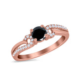 Engagement Bridal Ring Round Simulated Cubic Zirconia 925 Sterling Silver