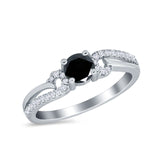 Engagement Bridal Ring Round Simulated Cubic Zirconia 925 Sterling Silver